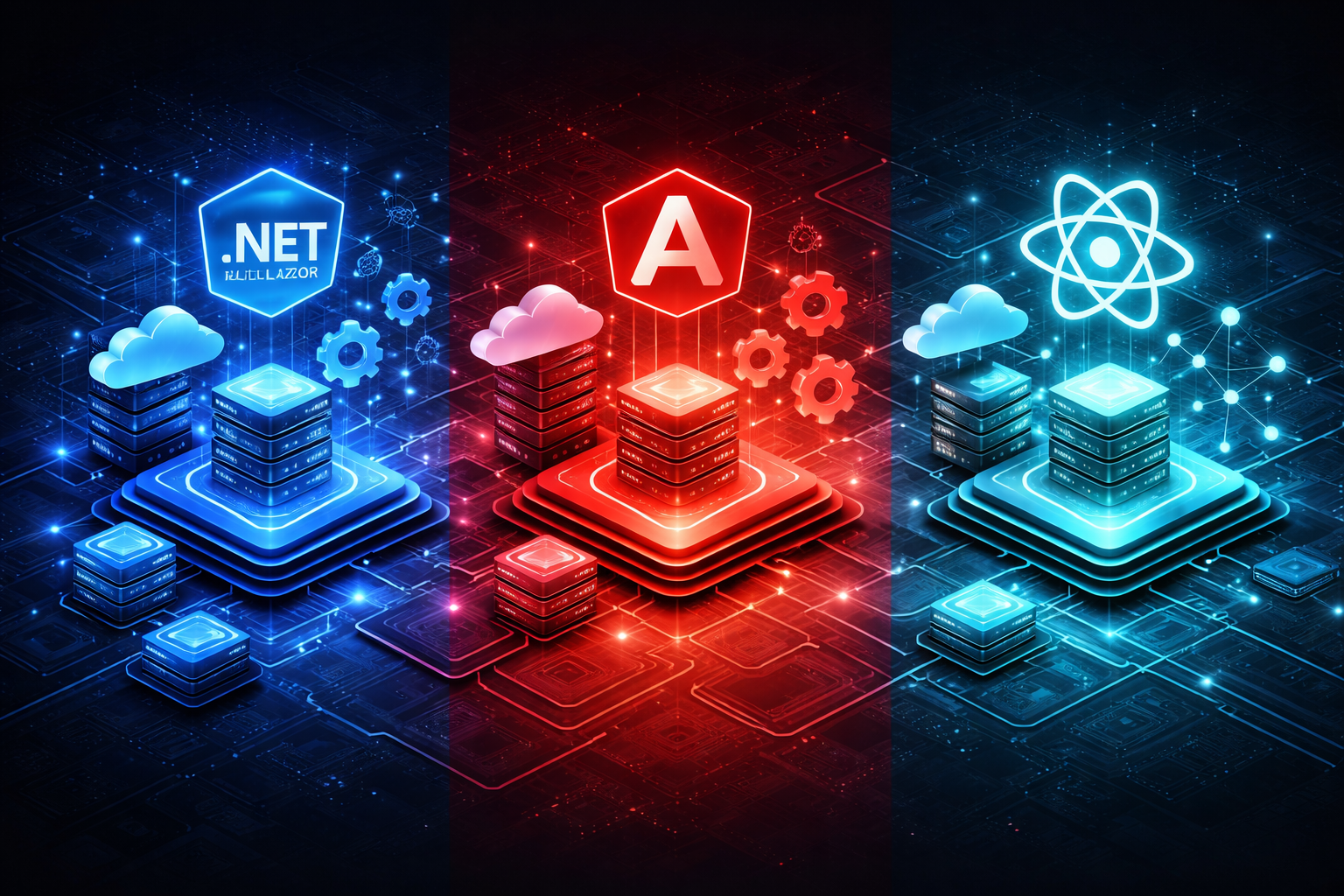 Blazor vs Angular vs React: comparación técnica para elegir stack de UI